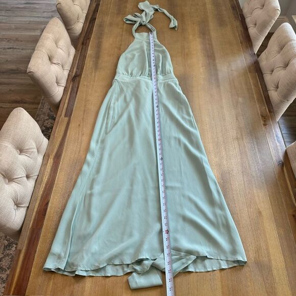 Reformation Halter Maxi Dress Celadon Georgette Gown Size 4 - Picture 12 of 12